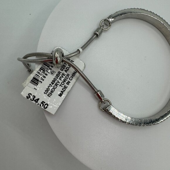 Alfani Pave Curved Bar Slider Bracelet in Silver-tone MSRP $35 NWT - Picture 5 of 5